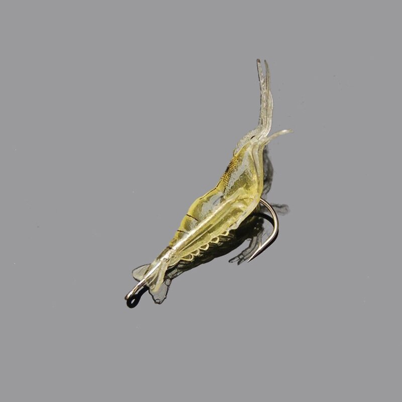 10Pcs Fishing Lures Set Luya Hard Plastic Bait Yellow Shrimp Lure Carp Fishing Soft Shrimp with Hook Fishy Smell Bait 4cm