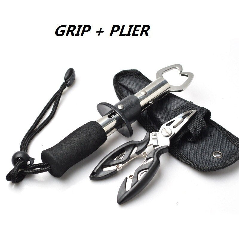 1Set Luya Stainless Steel Fish Lip Clip with Straight Handle Multi-function Control Fishing Tool Fishing Line Cutter Accessories