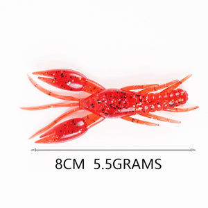 5PCS/10PCS  8cm Hammer Shrimp Fishing Lure Fake Bait Sequins Lobster-type Soft Bait Bionic Grass Shrimp Swimbait