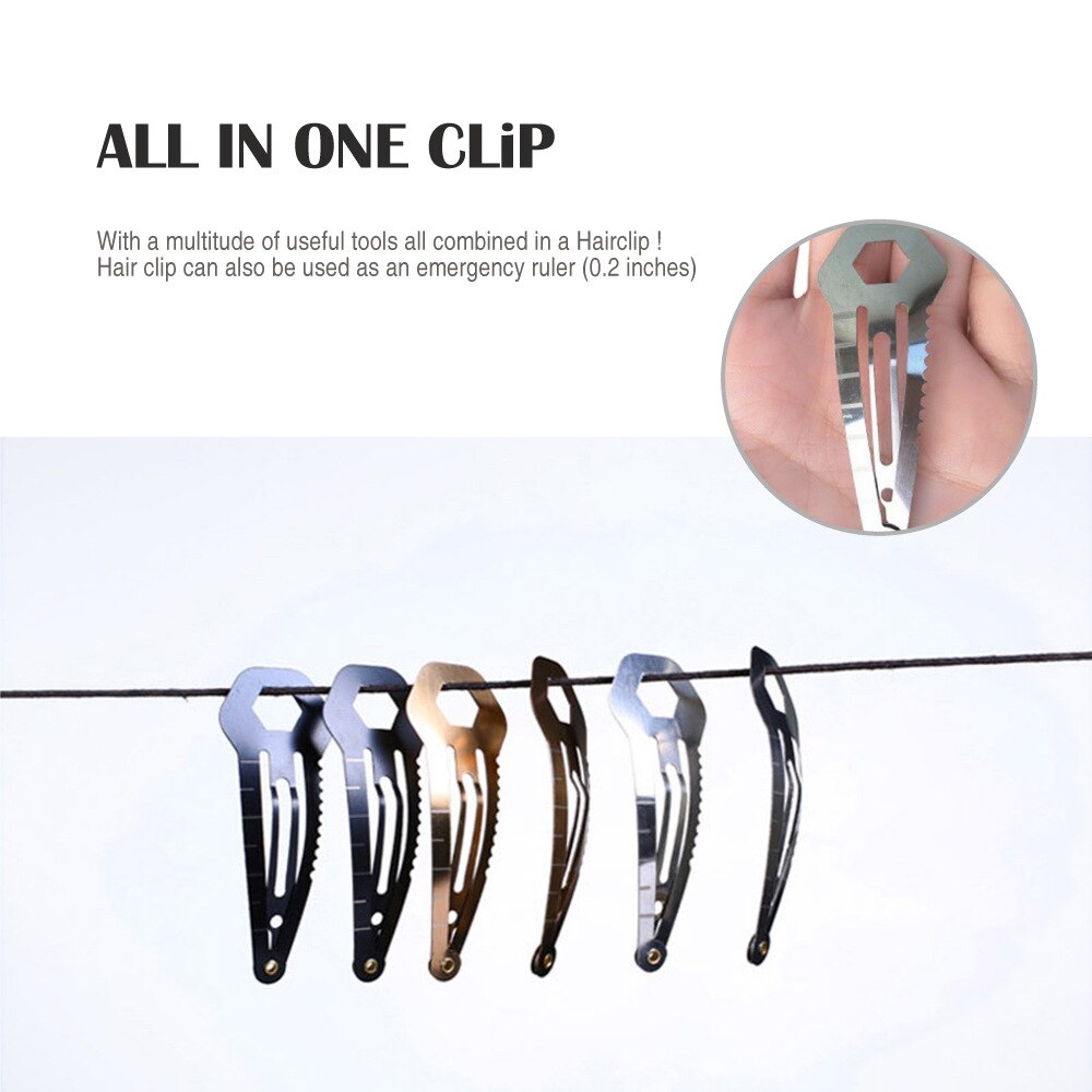 9 IN 1 Stainless Steel Hairpin Multifunctional Tools Portable Camping Self Defense Survival Gear Women Hair Clip Outdoor