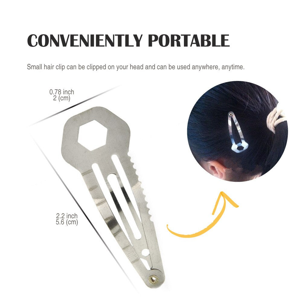 9 IN 1 Stainless Steel Hairpin Multifunctional Tools Portable Camping Self Defense Survival Gear Women Hair Clip Outdoor