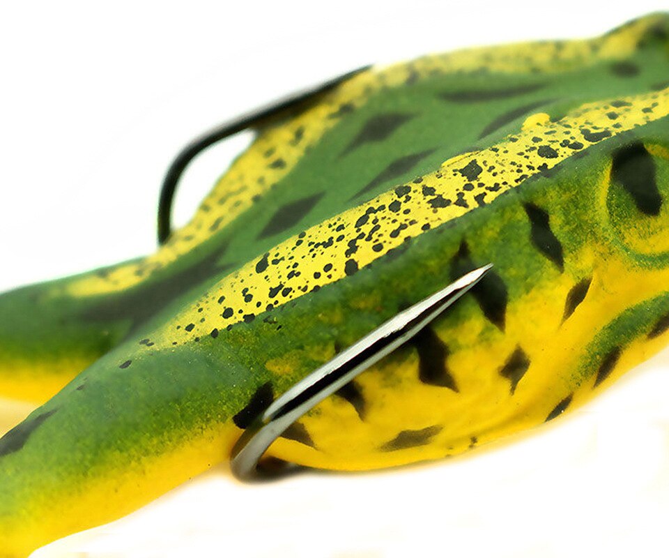 9cm 13.7g Silicone Double Propeller Frog Simulation Lure Black Fish Perch Fake Soft General Bait Float Swimbait Fishing Lures