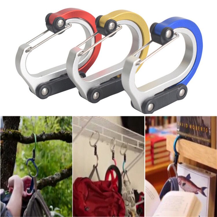 Aluminum Alloy Clip Carabiner Rotating Hook Non-Locking Strong Clips for Camping Fishing Hiking Travel Backpack Out Multi Tool