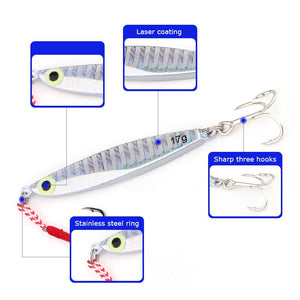IMA Type 3D-Nature Eyes Iron Luminous Lure Long Shot Metal Bait Lure Sequins Scalloped Hook Fishing Gear Supplies