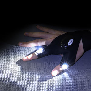 LED Night Waterproof Gloves Left/Right Half-finger Flashlight Durable Outdoor Fishing Camping Hiking Survival Rescue Multitool