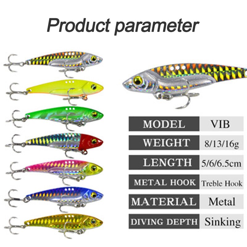 Lu Ya Bait Long Teeth Vib Sequined Metal Long Shot Fake Bait for Freshwater Perch Special Kill Sea Fishing Spanish Mackerel Bait