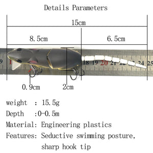 Luya Bait 15.5g 15cm Broken Mouse Minnow Bait Hard Fake Black Bait 5 Color Tackle Products Swimbait Carp Fishing