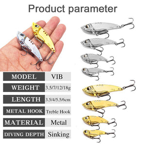 Luya Bait VIB Metal Ares Sequins Simulation Hard Bait Eyeliner Fine-tuning Balance Bait Hard Bait Fishing Tackle with Hook