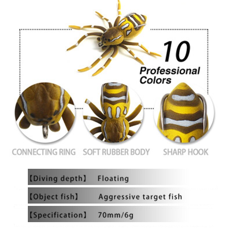 Luya Fishing Bait Silicone Soft High Simulation Spider Fishing Artifact Perch Freshwater Professional Accessories Portable Tool