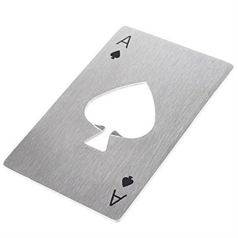 Multifunctional Tool Pocket Card Stainless Steel Bottle Opener Poker Shape Edc Wallet Spade Creative Beer Bottle Opener