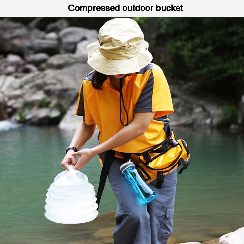 Outdoor 5L/8L/10L Foldable Water Storage Bucket with Faucet PE Food Grade Large Capacity Compressible Portable Camping Survival