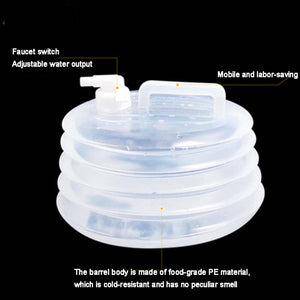 Outdoor 5L/8L/10L Foldable Water Storage Bucket with Faucet PE Food Grade Large Capacity Compressible Portable Camping Survival