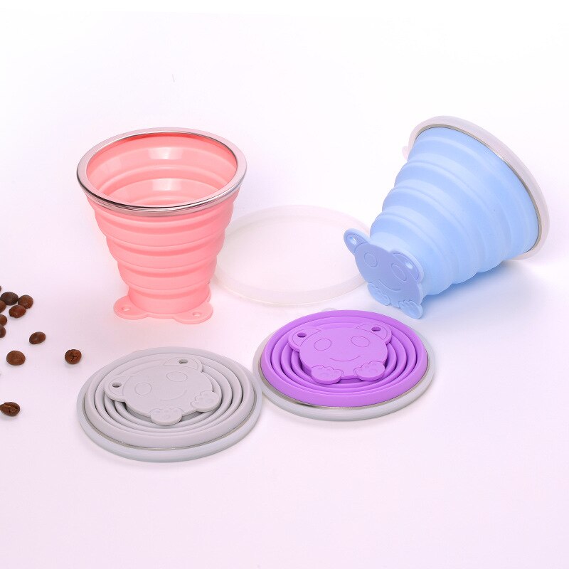 Outdoor Portable Silicone Folding Cup Multifunctional Creative Cartoon Telescopic Drinking Cup Travel Camping Hiking Supplies