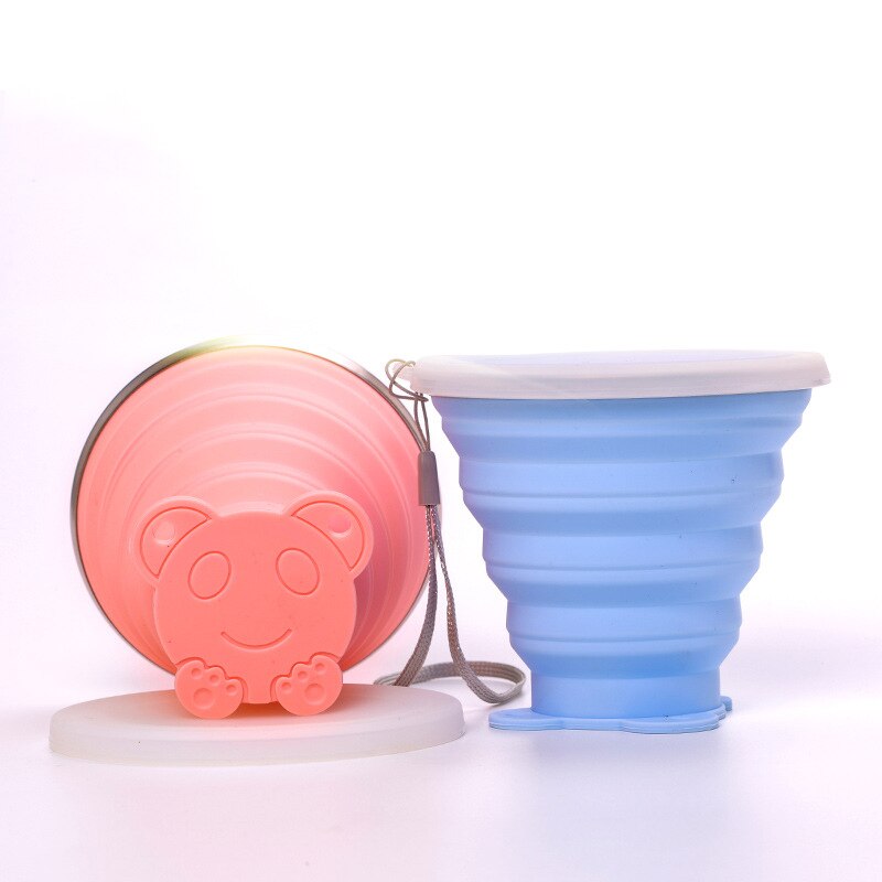 Outdoor Portable Silicone Folding Cup Multifunctional Creative Cartoon Telescopic Drinking Cup Travel Camping Hiking Supplies