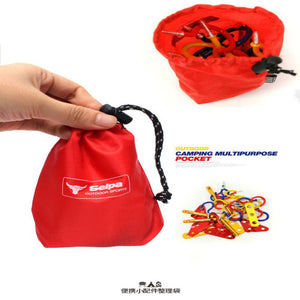 Protable Storage Bag Drawstring Durable Water Resistant Hooks Hiking Travel Survival Camping Equipment Outdoor Tools